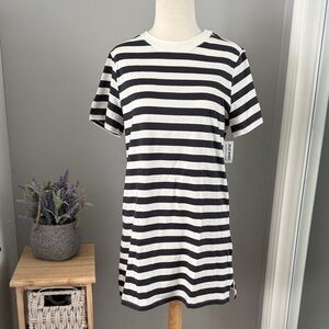 Old Navy Black and White Striped Tshirt Dress